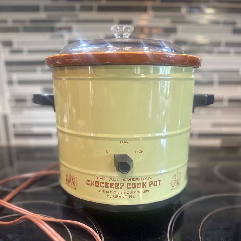 Vtg Green Grandinetti 3.5 All American Crockery Cook Pot SLO-O-o-o-o-OW Cooker!